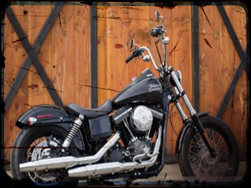 0 2 dyna street bob dark custom Harley Davidson A4 Photo Print Motorbike Vintage Aged