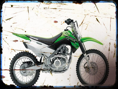 0 2 klx 140l Kawasaki A4 Photo Print Motorbike Vintage Aged