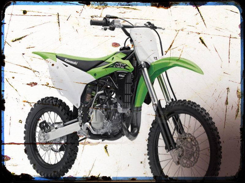 0 3 kx 100 Kawasaki A4 Photo Print Motorbike Vintage Aged