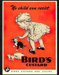 0 birds custard girl stroking kitten Advert A4 Photo Print