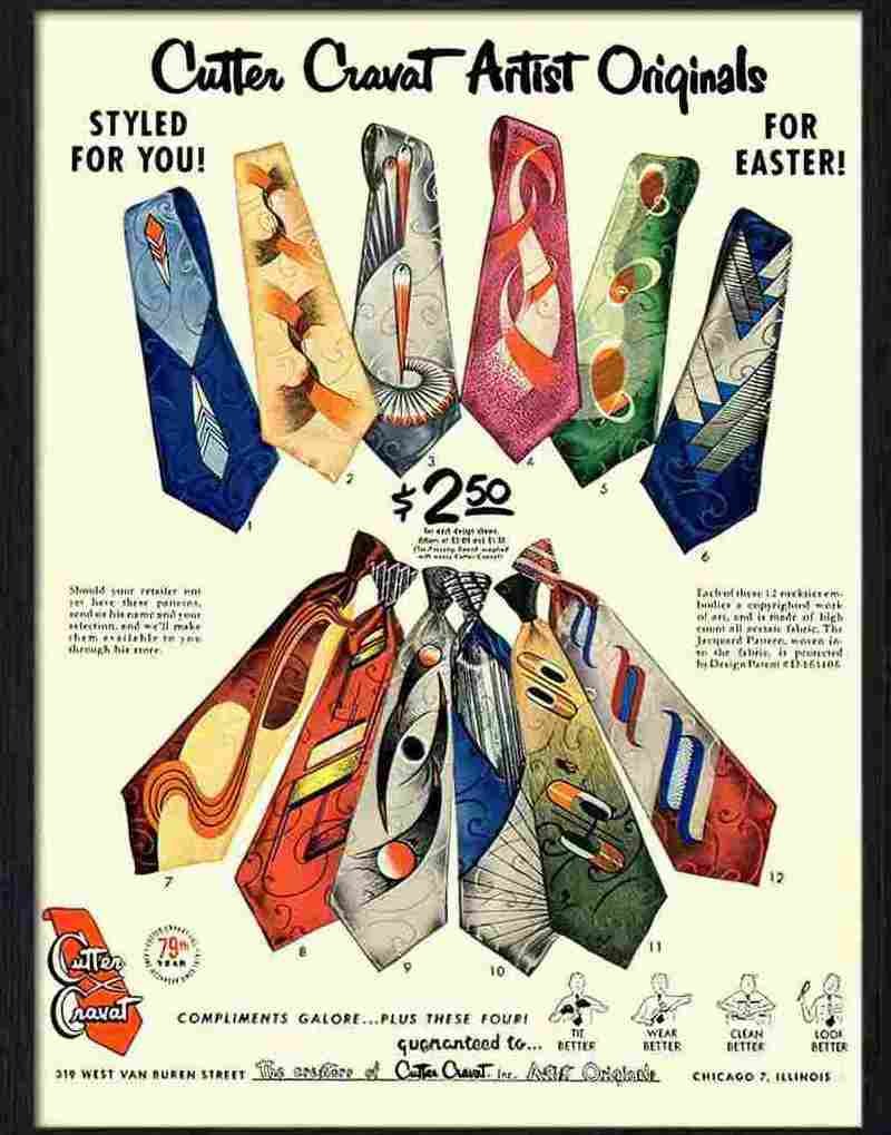 0 cutter cravat ties menswear advert 1953 Advert A4 Photo Print