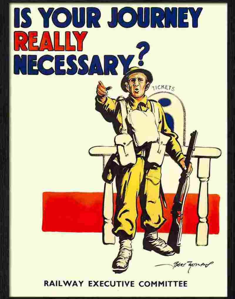 0 is your journey really necessary war poster bert thomas 1940s Advert A4 Photo Print