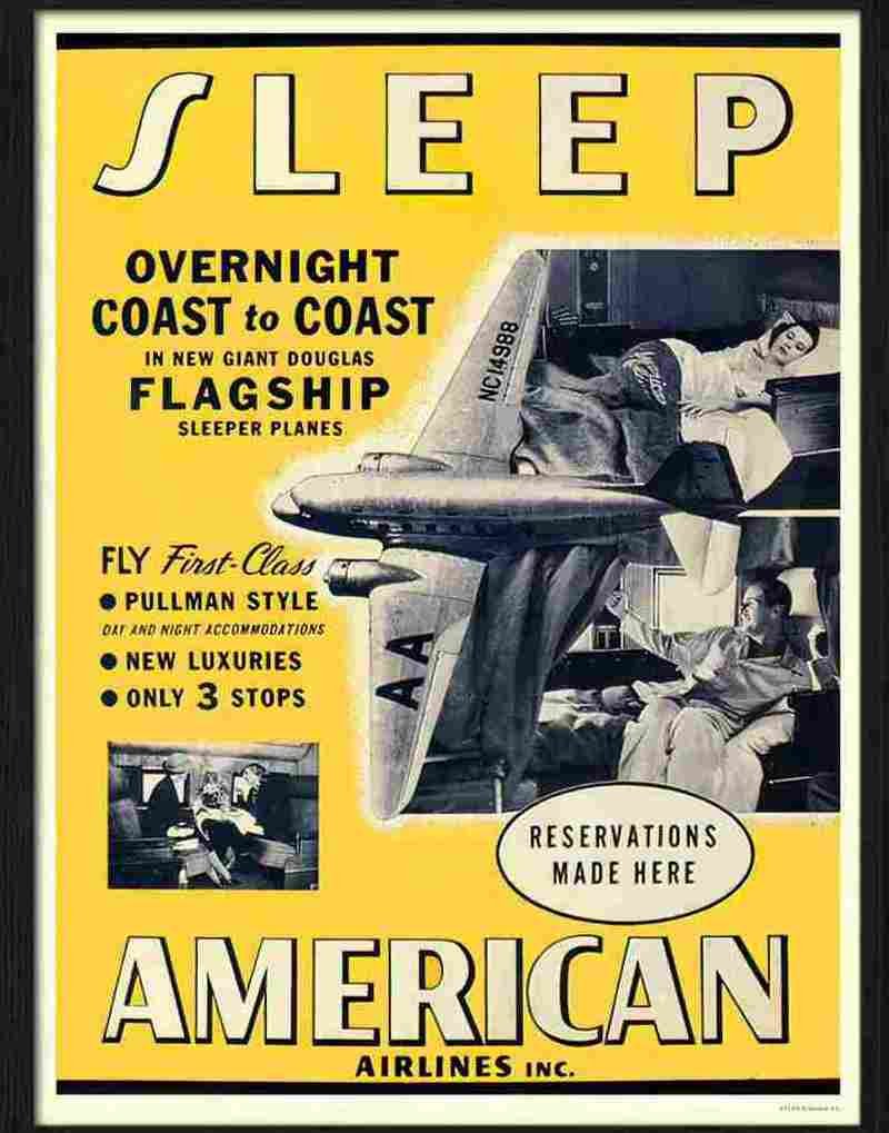 0 sleep american air travel Advert A4 Photo Print