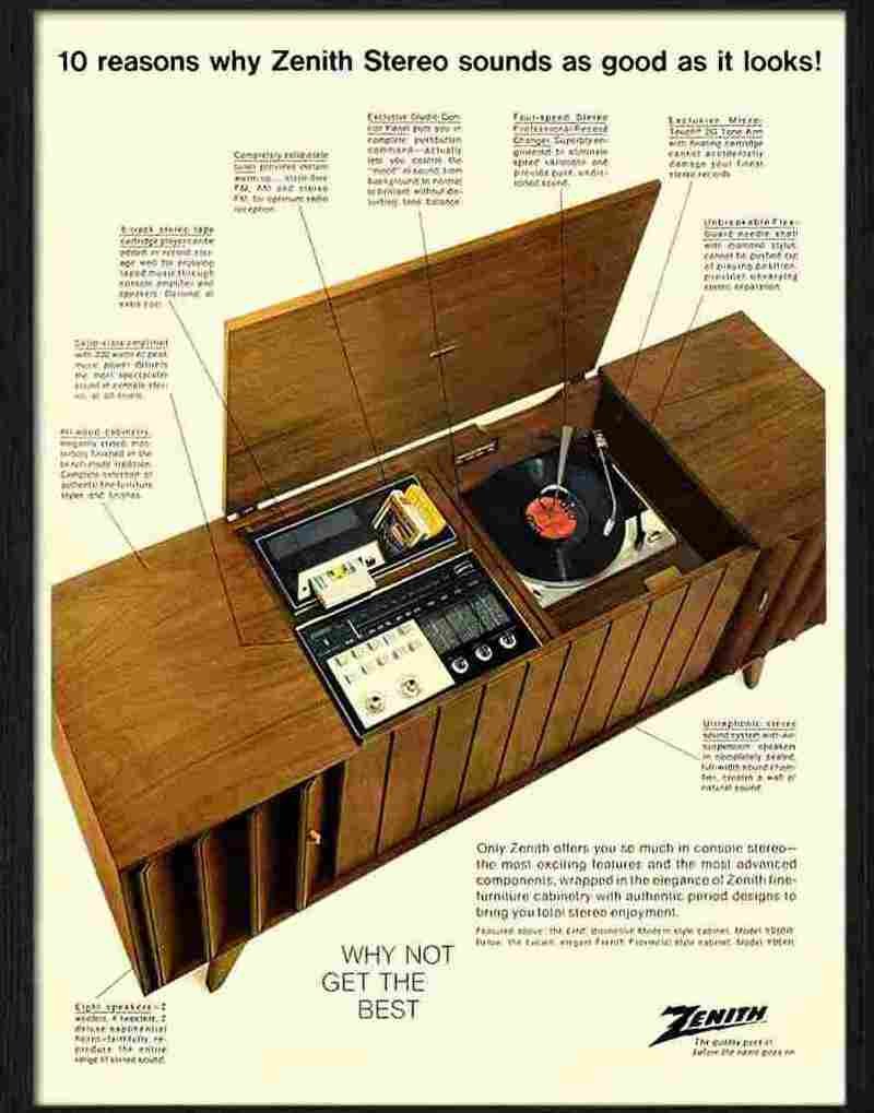 0 zenith stereo record player 1960s Advert A4 Photo Print