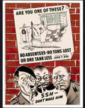 00 are you one of these absentees war poster 1940s Advert A4 Photo Print