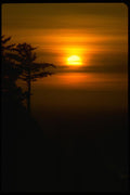 001016 Yellow And Red Sunset Over Valley With Trees A4 Photo Print
