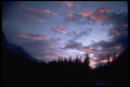 001017 Purple And Orange Sunset Over Trees And Hills A4 Photo Print