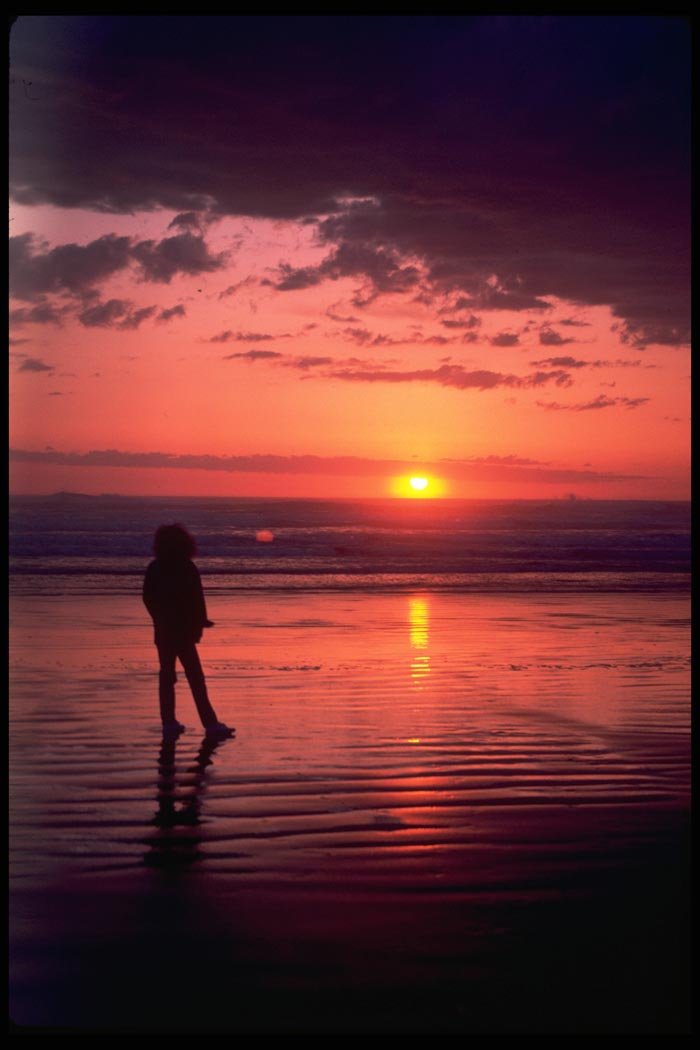 001020 Person At Beach Silhouetted In Red A4 Photo Print