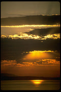 001035 Sun Behind Clouds, Reflection On Bay A4 Photo Print