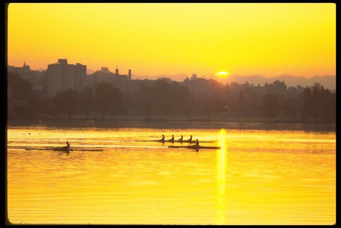 001042 Sun Setting Over Rowing Teams A4 Photo Print