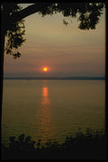 001053 Big Sun Through Hazy Clouds With Trees A4 Photo Print