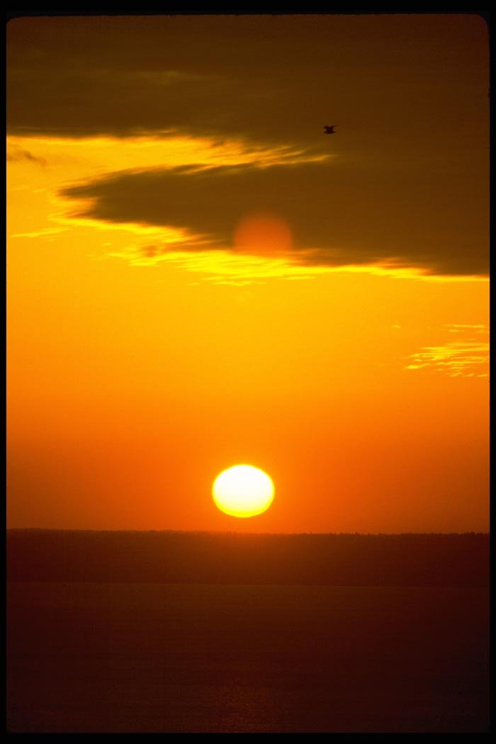 001076 Sun Low, Clouds Framing Above A4 Photo Print