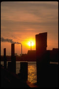 001077 Sunset Behind Industrial Area A4 Photo Print