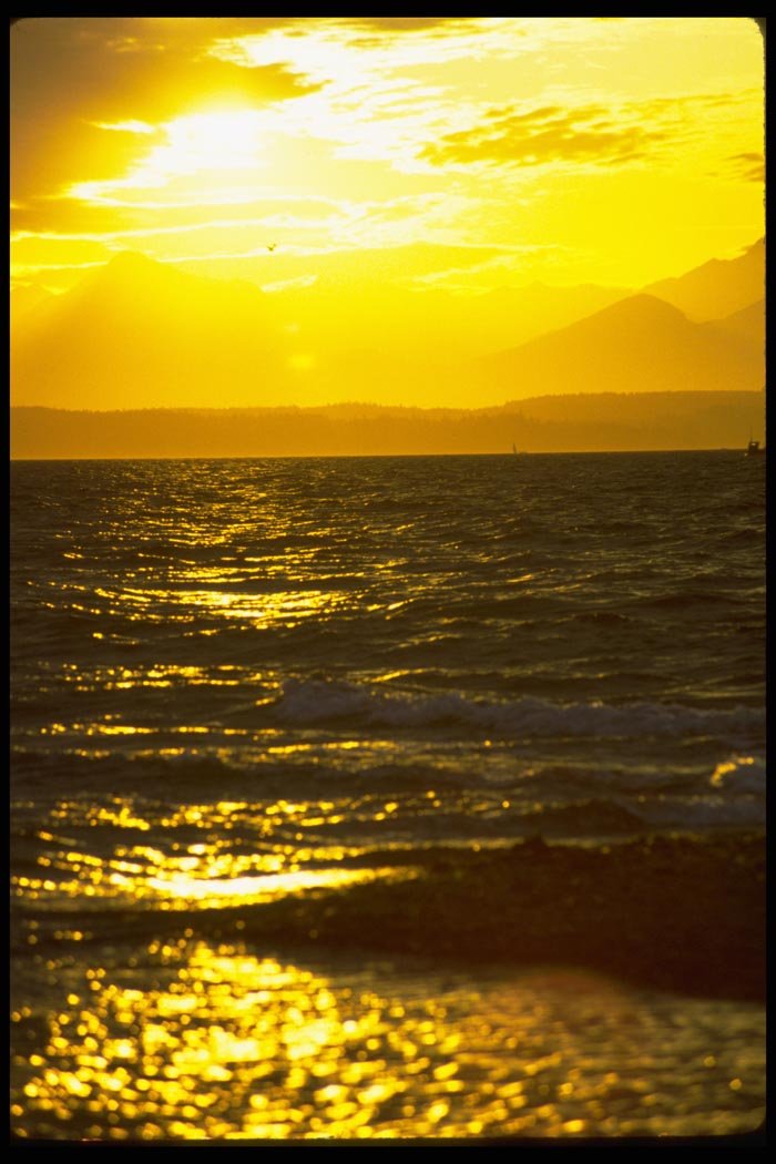 001083 Yellow Sunset Over Bay A4 Photo Print