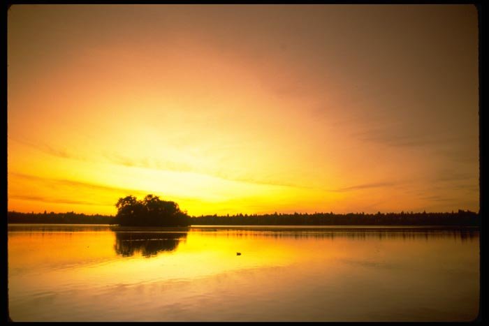 001084 Sundown Over Calm Water With Island A4 Photo Print