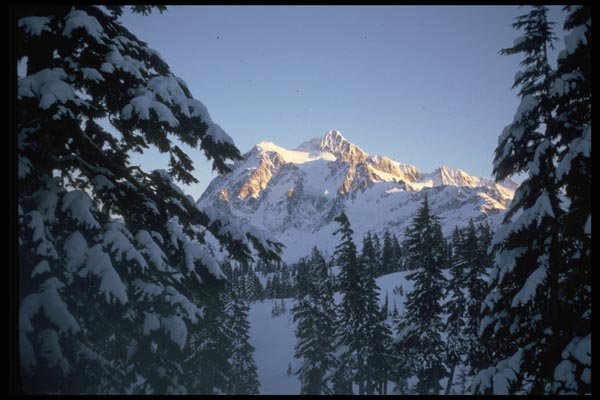 002000 Shadowed Side Of Snowy Mountain A4 Photo Print