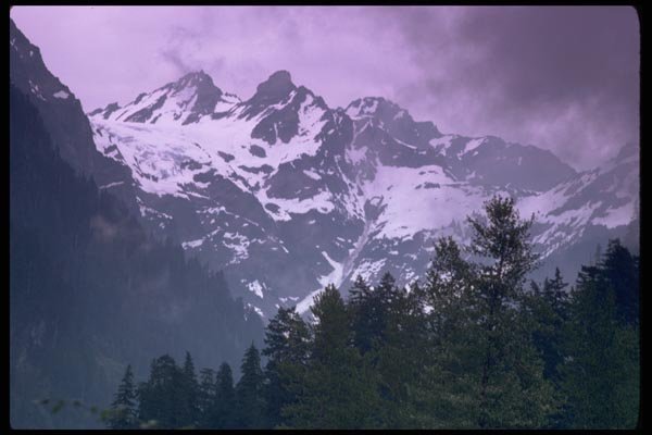 002001 Rugged Mountain, Lavender Sky A4 Photo Print