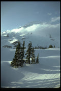 002008 Ski Tracks On Mountain A4 Photo Print