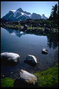 002023 Peak Behind Mountain Lake A4 Photo Print