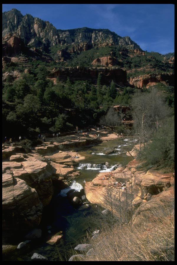 002025 Hikers At Desert River A4 Photo Print