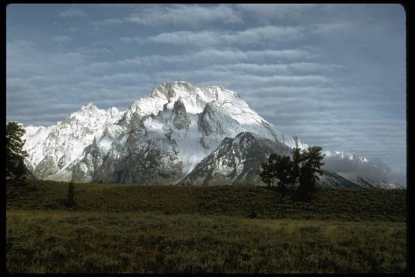 002042 Rugged Peak, Washboard Clouds A4 Photo Print