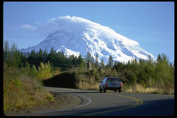 002049 Cloud Capped Mountain, Subaru Car A4 Photo Print