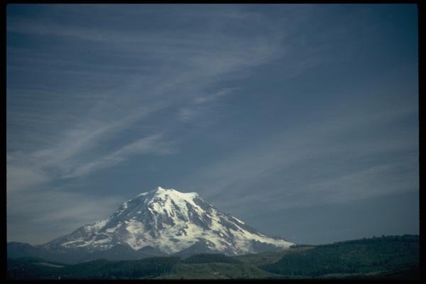 002056 Mt. Rainier, Brushed Clouds A4 Photo Print