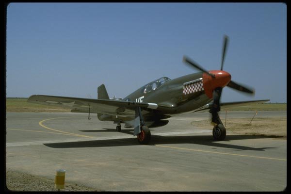 003004 Green P51 Mustang Taxiing A4 Photo Print