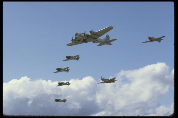 003061 B17, Mustang, 5 T6's, In Formation A4 Photo Print