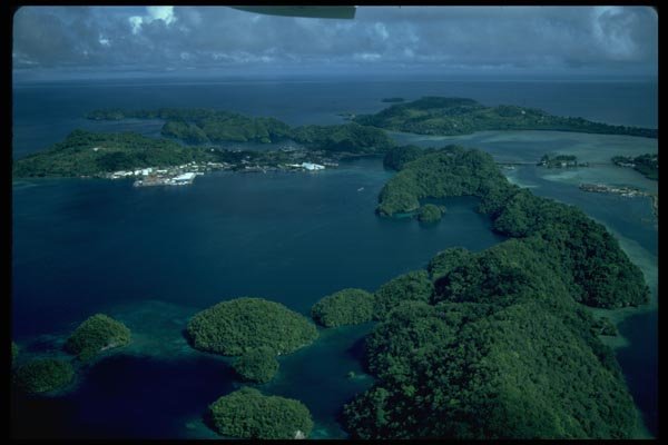 005001 Aerial View Of Islets With Town A4 Photo Print