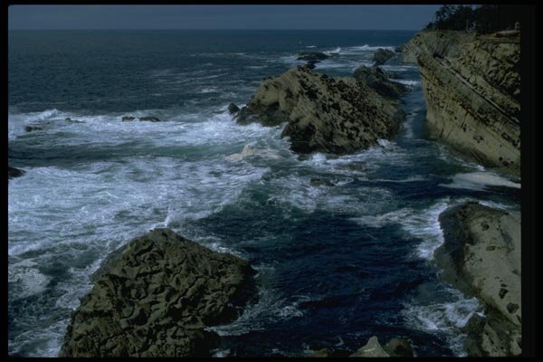 005006 White Froth At Rocky Shore A4 Photo Print