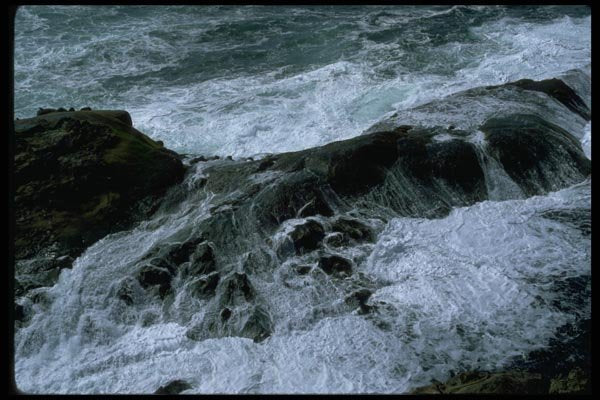 005007 White Foam Receding From Rocks A4 Photo Print