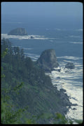 005048 Hazy Offshore Rocks From Mountain A4 Photo Print