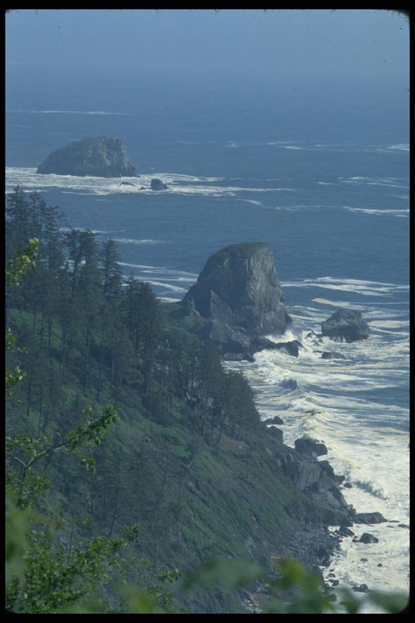 005048 Hazy Offshore Rocks From Mountain A4 Photo Print