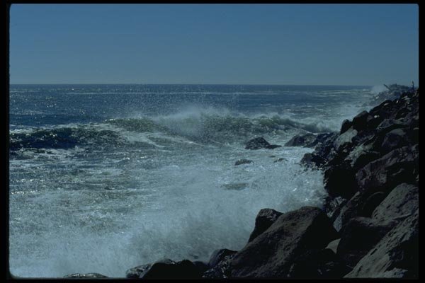 005050 Waves Breaking On Rocky Sea Edge A4 Photo Print