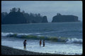 005071 Children Playing In Surf, Islands Behind A4 Photo Print