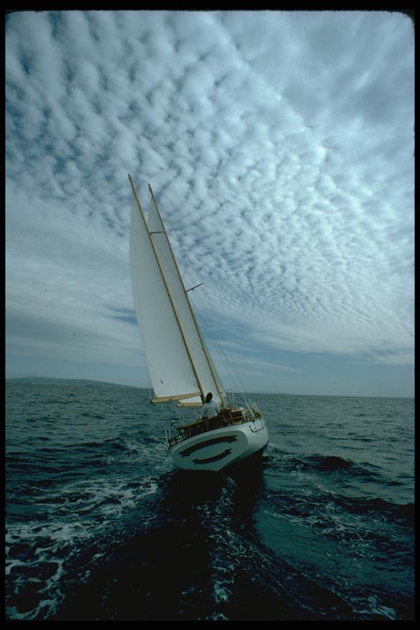 007036 Ketch Aft With Mackerel Sky A4 Photo Print