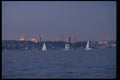 007043 Sailboats In Lake With Skyscrapers A4 Photo Print