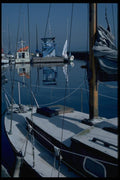 007071 Sailboats Moored With Bridge A4 Photo Print