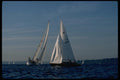 007074 Sloop Docked In Foggy Marina A4 Photo Print