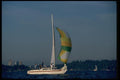 007078 Sloop With Yellow And Green Spinnaker A4 Photo Print