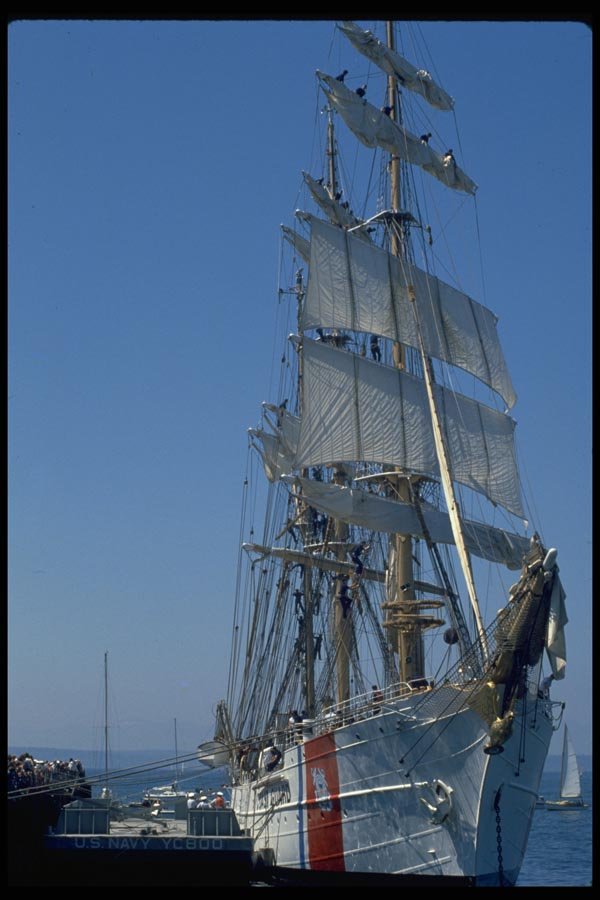 007087 Tall Ship At Dock, Bow A4 Photo Print