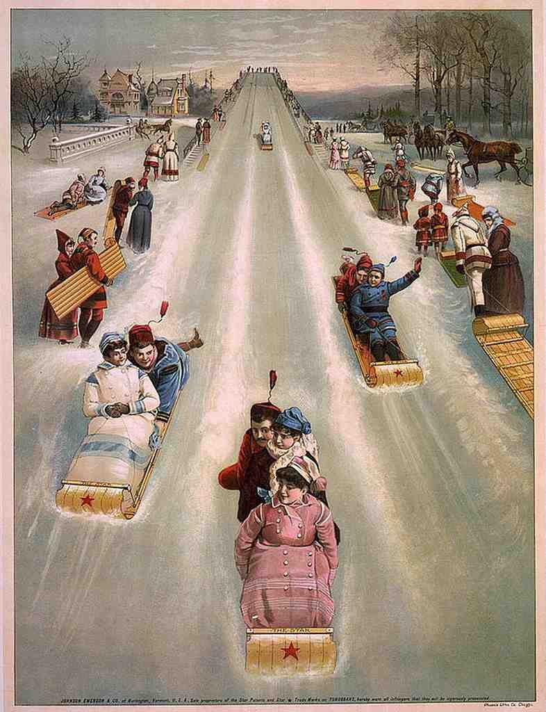 008 Toboggan Vintage A4 Photo Print