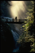 009086 Silhouetted Hiker On Bridge A4 Photo Print