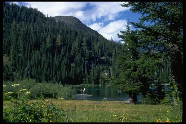 009096 Man And Boy Fishing Mountain Lake A4 Photo Print