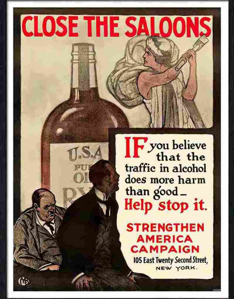 01 close the saloons prohibition america Advert A4 Photo Print
