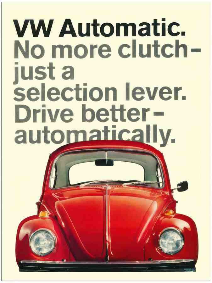 01 vw beetle automatic 2 Vintage Advert A4 Photo Print