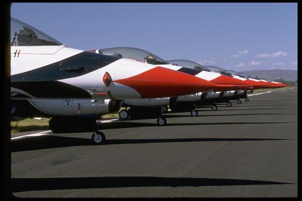 010042 Thunderbird F 16s, Noses, On Ground A4 Photo Print