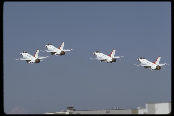 010044 Four F 16s Taking Off A4 Photo Print