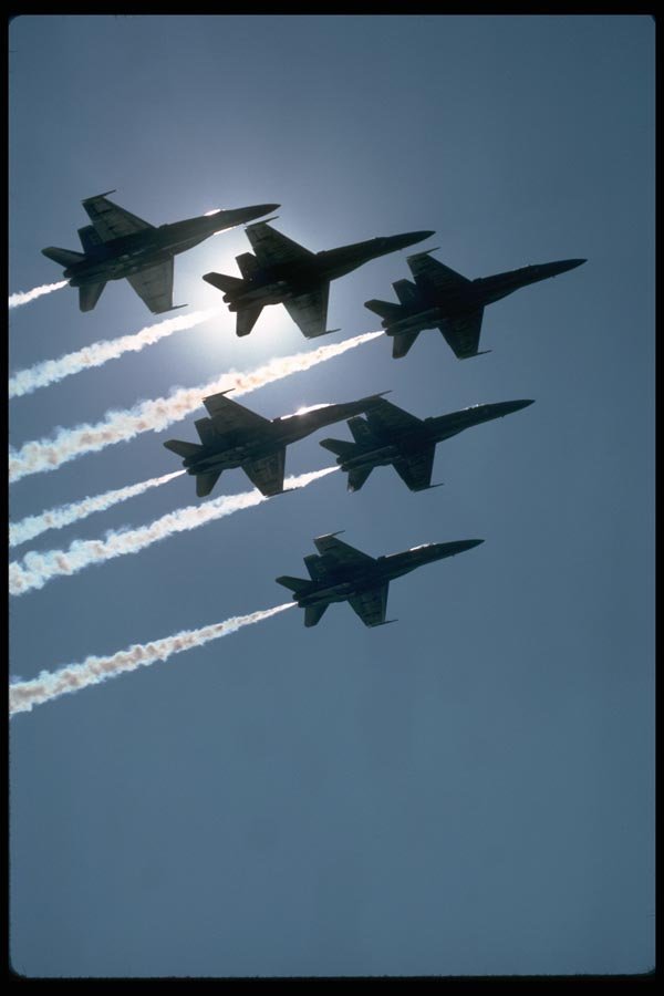 010074 Six Blue Angel F A 18s In Formation A4 Photo Print